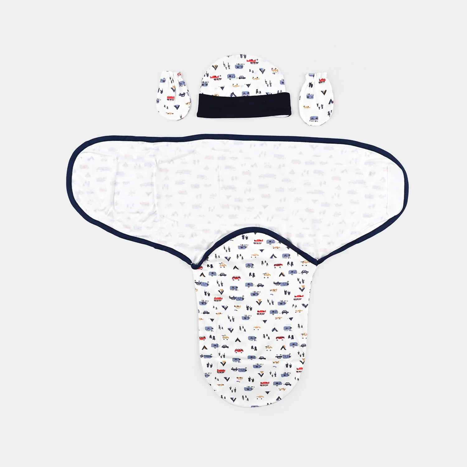 Baby Swaddle with Cap & Mittens Set - Image 2