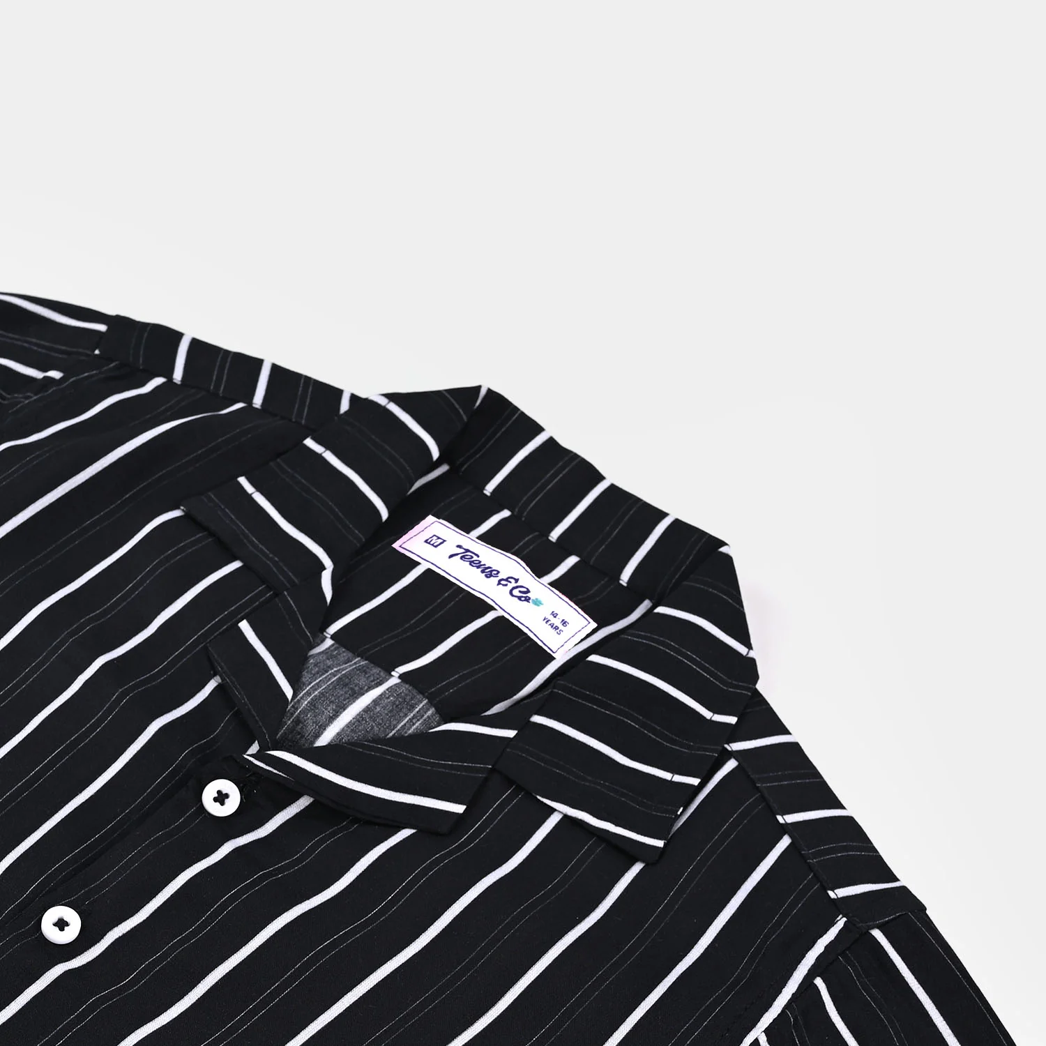 Teens Boys Cotton Casual Shirt Stripes - Black - Image 2