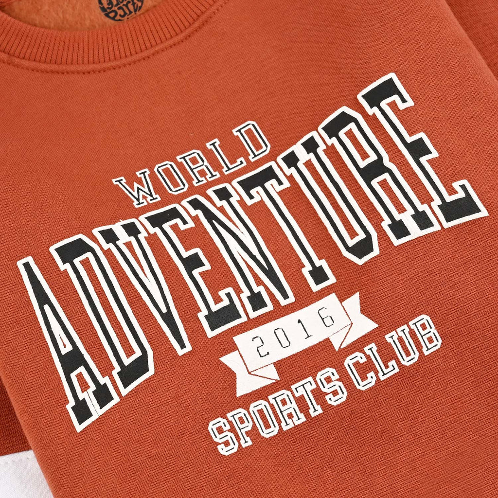 Teens Boys Fleece Sweatshirt (World Adventure) - Orange - Image 2