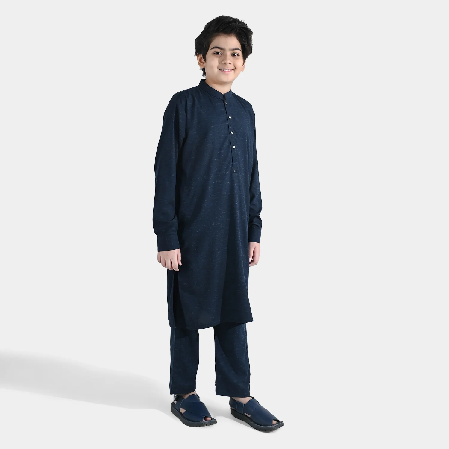 Boys Poly Viscose Kurta Pajama (Cut Placket) – Navy - Image 4