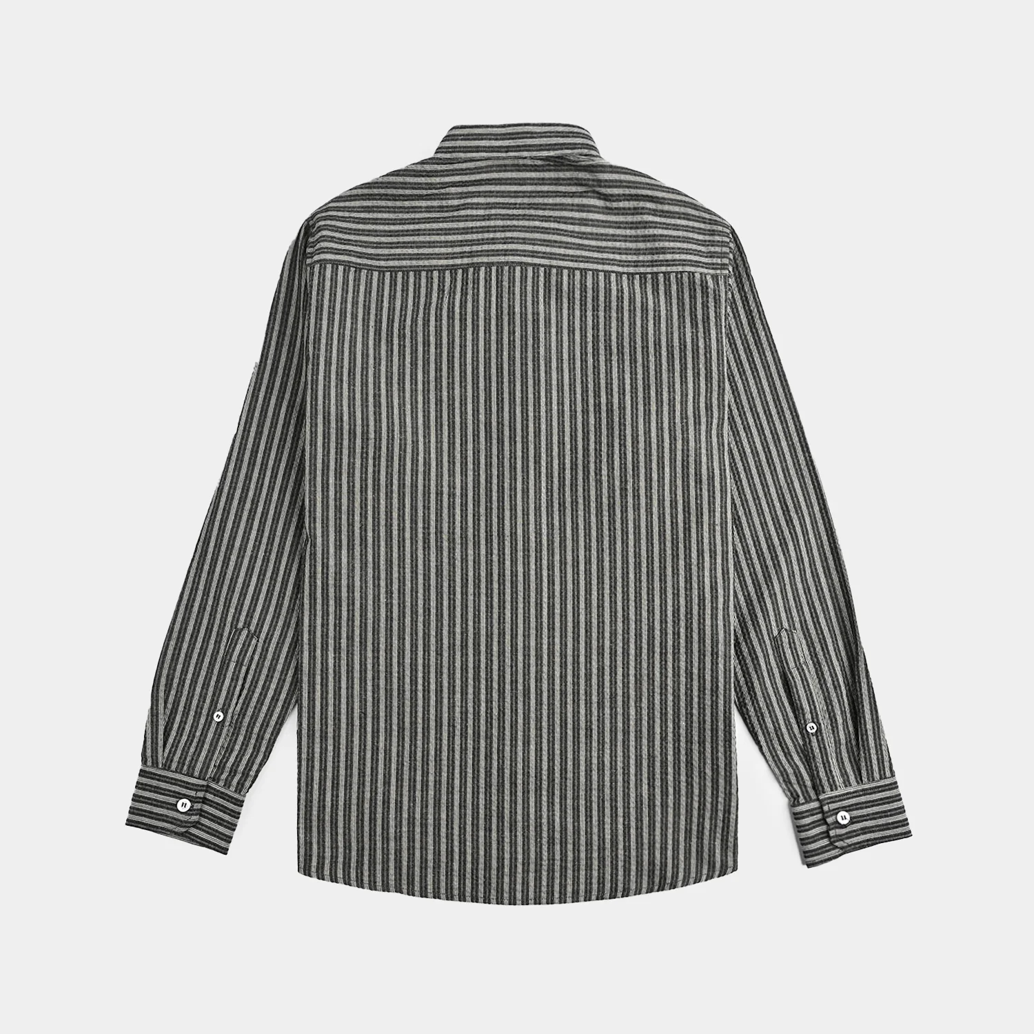 Teens Boys Yarn Dyed Shirt (Grey Stripe)-GREY - Image 4