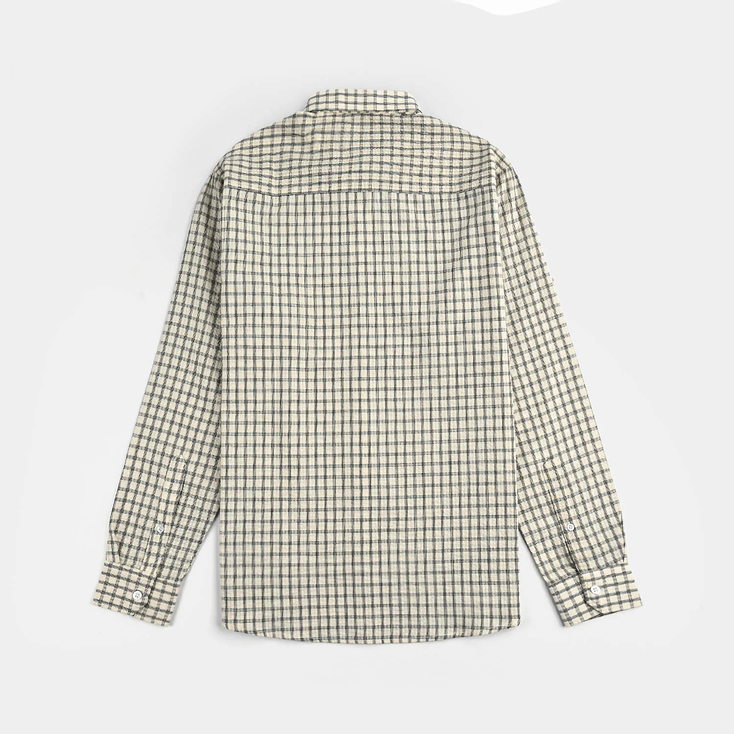 Teens Boys Yarn Dyed Shirt (White Check)-White - Image 4