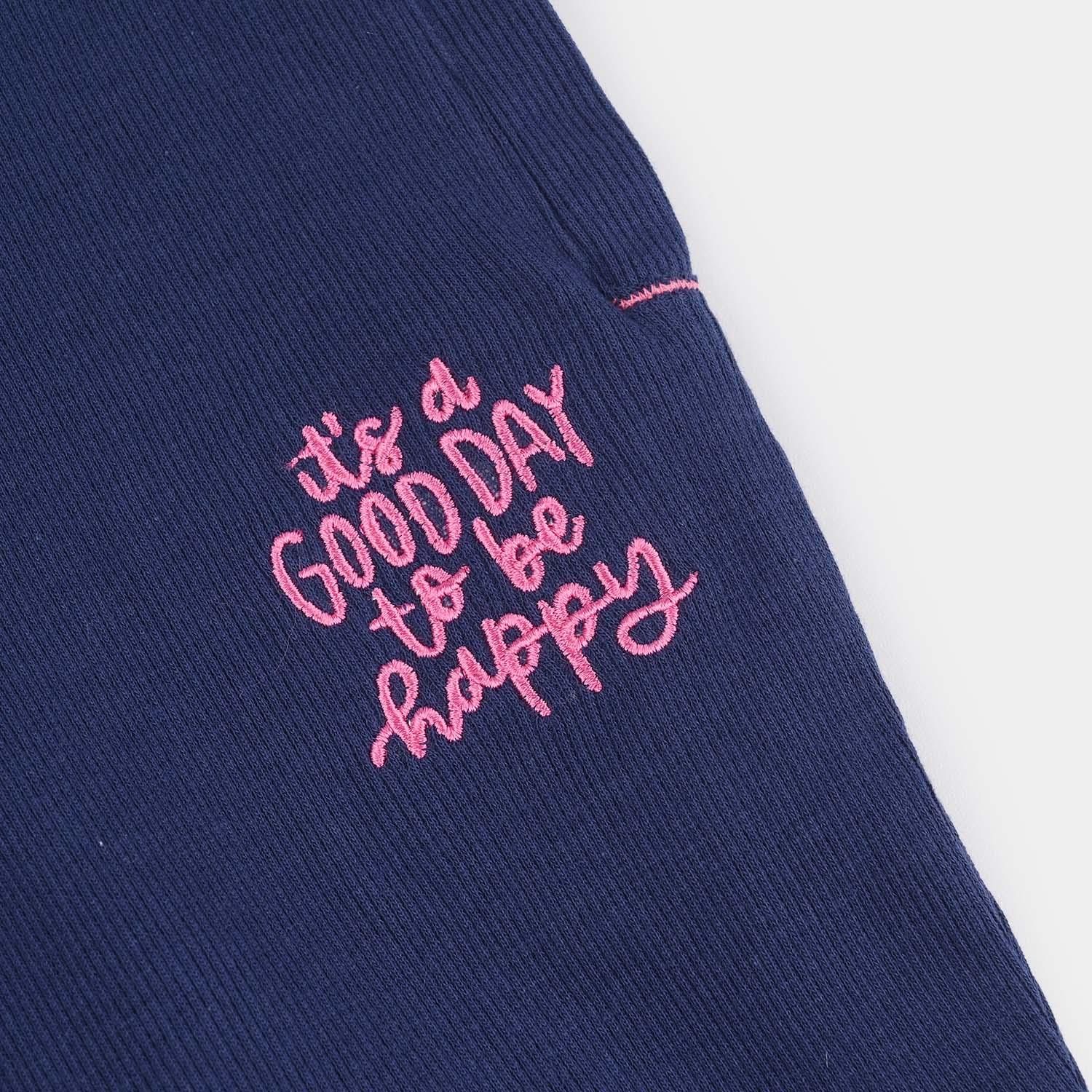 Teens Girls 2x1 Rib Pajama (It's A Good Day) - Navy Blue - Image 3