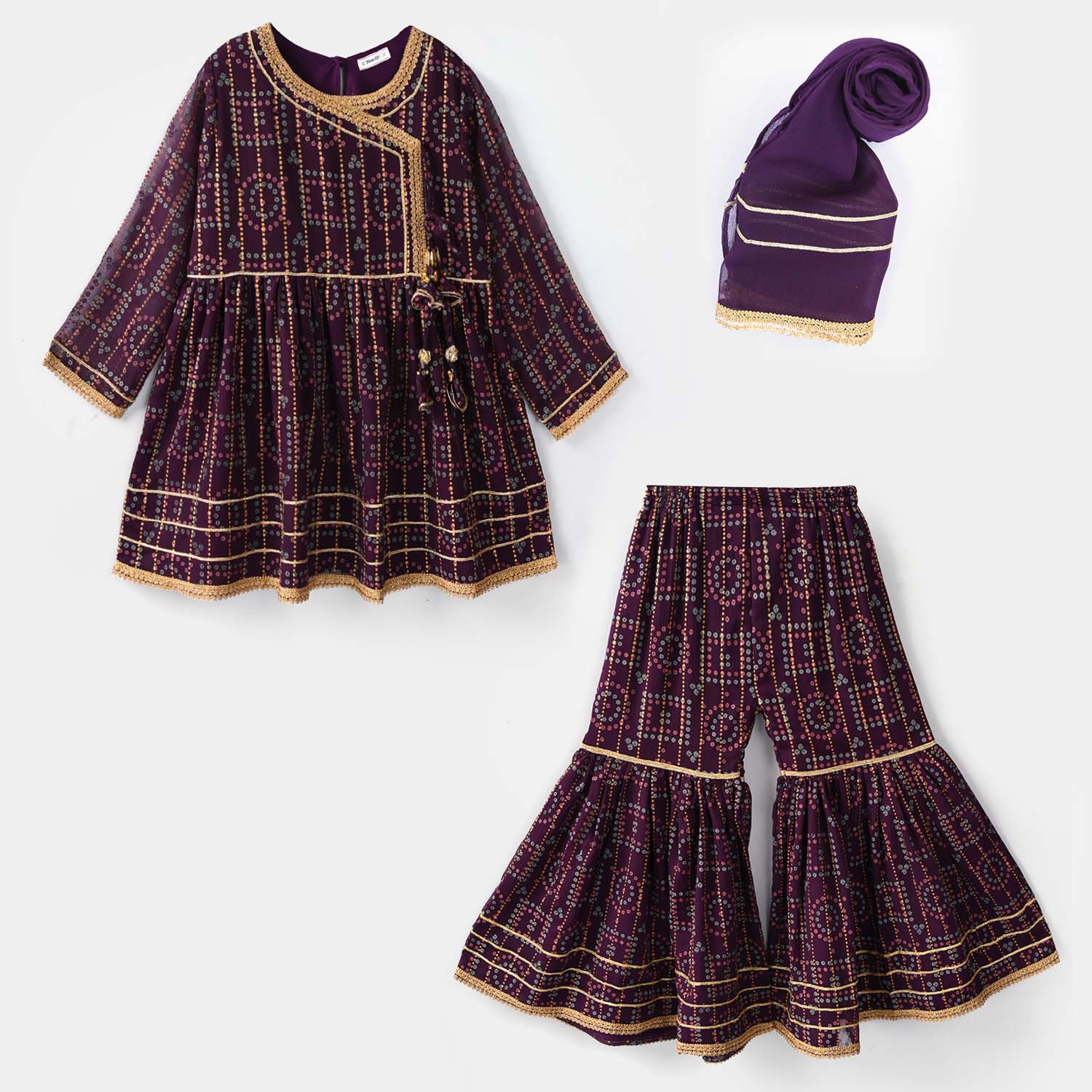 Teens Girls Chiffon 3Pcs - Purple