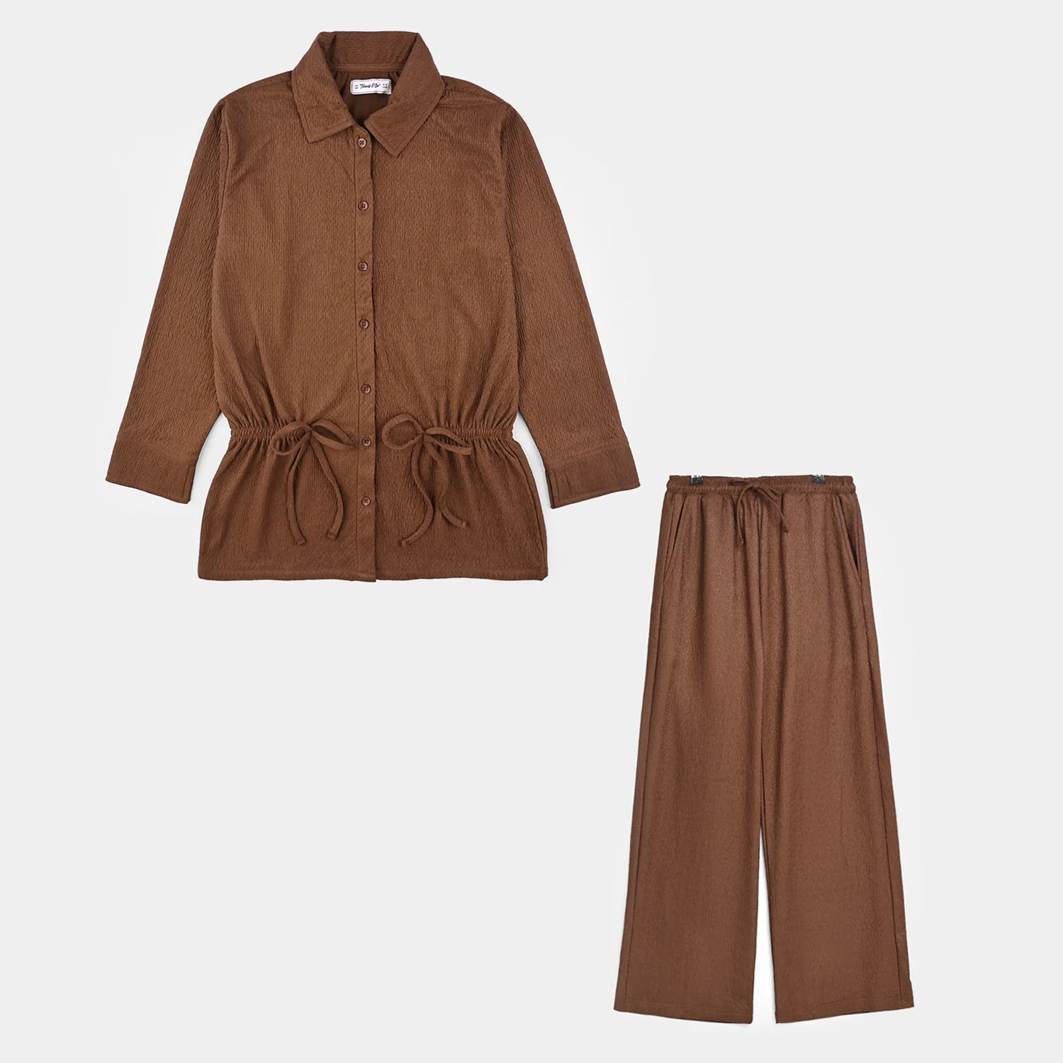 Teens Girls Cotton Knitted Co-ord Set - Brown - Image 4