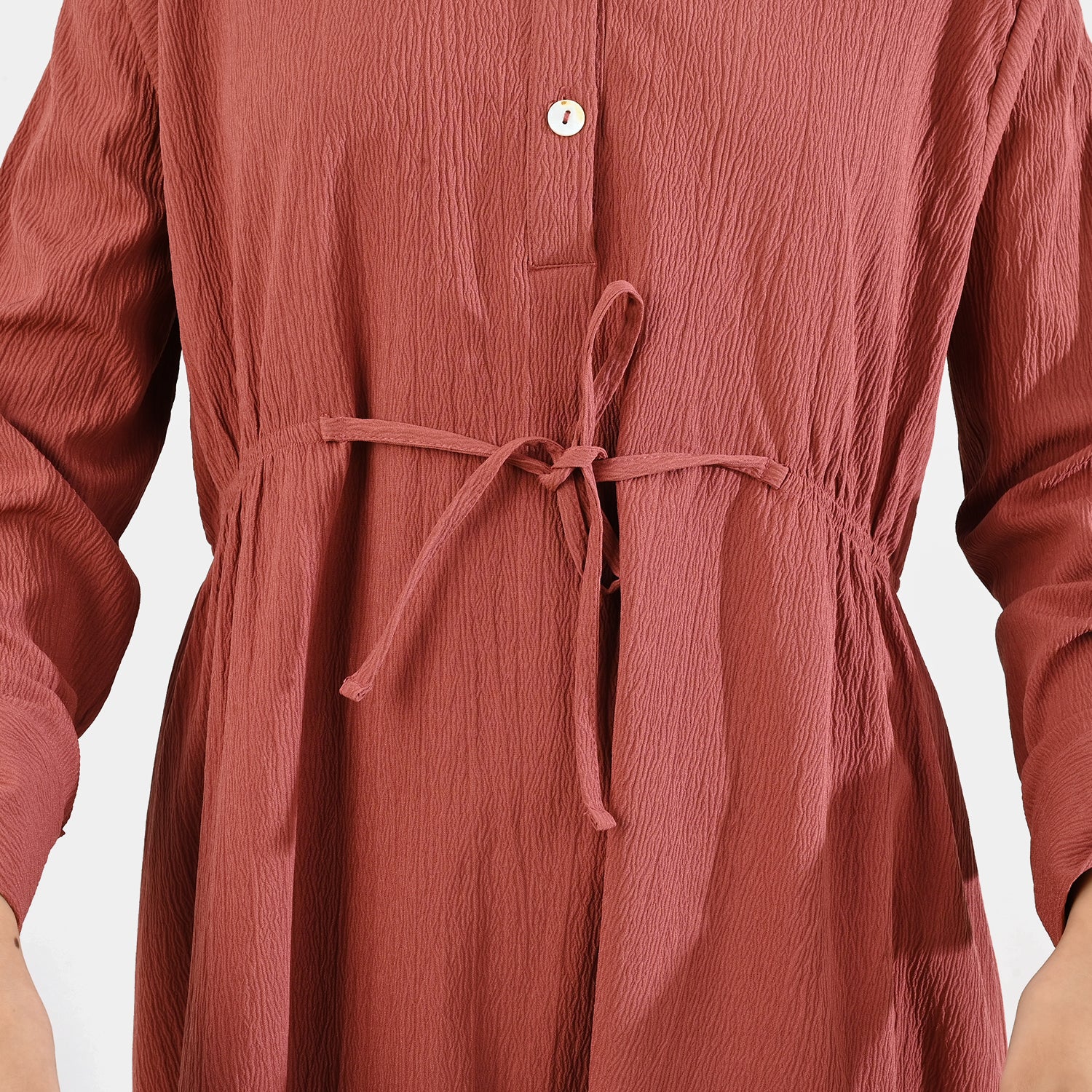 Teens Girls Cotton Long Dress Peachy Corded-Peach - Image 4