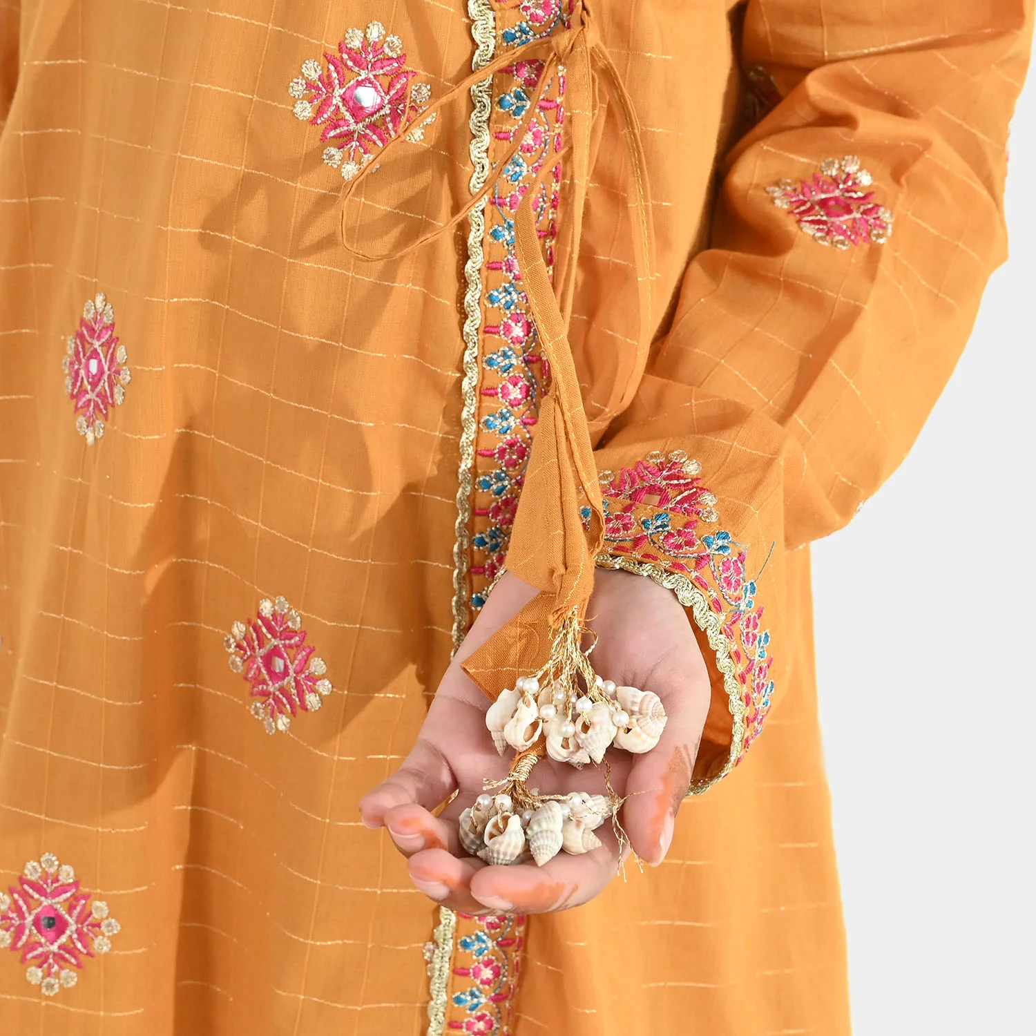 Girls Dobby 3-Piece Set (Sangeet) – Mustard - Image 4