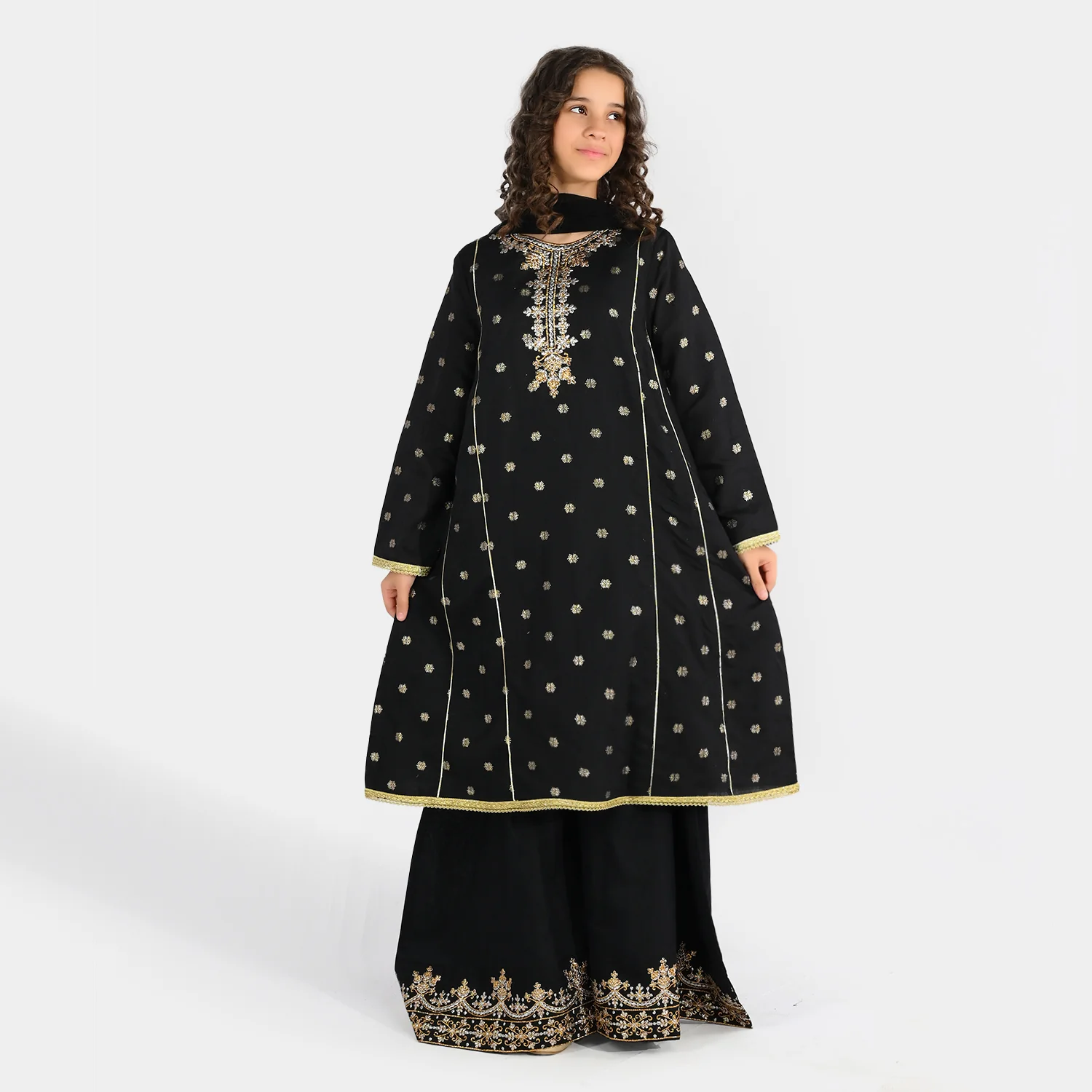 Teens Girls Jacquard 3-Piece Set (Jewel) - Black - Image 3