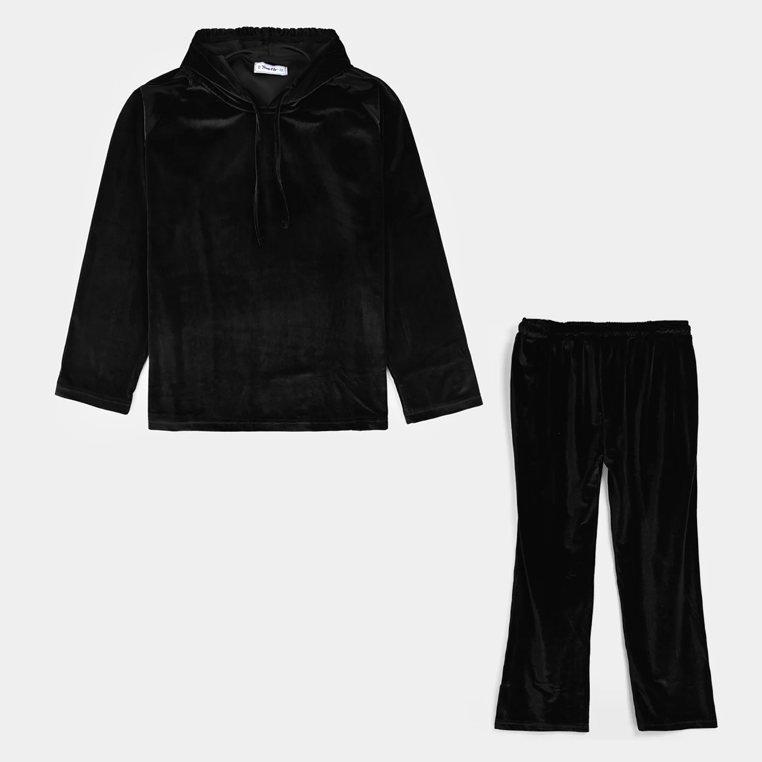 Teens Girls Velvet Co-ord Set - Black