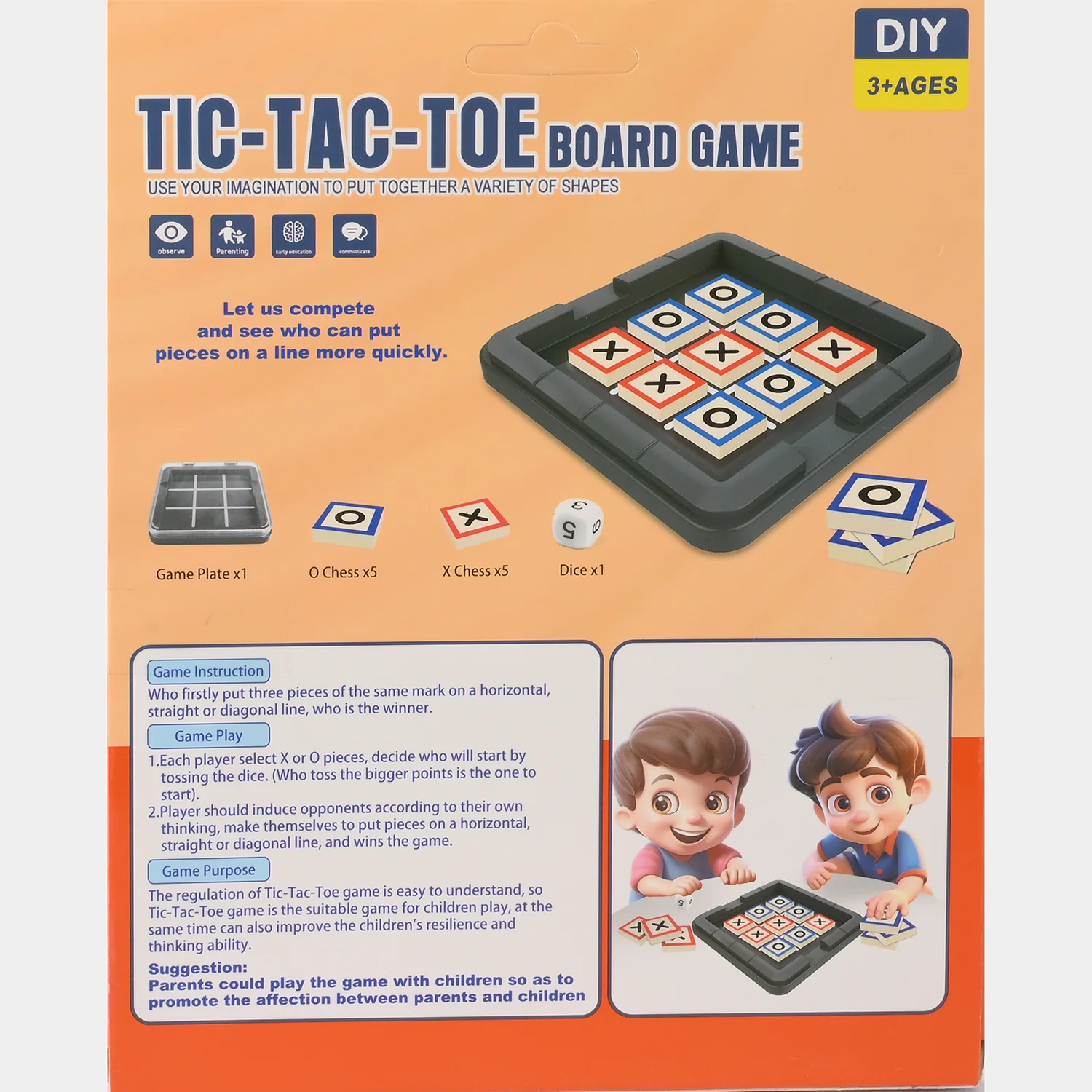 Tic-Tac-Toe Board Game – Fun & Educational DIY Wooden Puzzle for Kids - Image 5