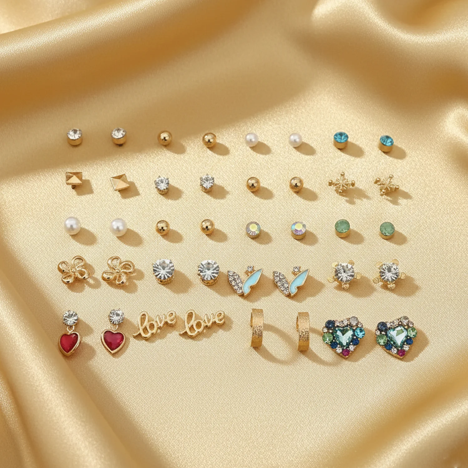 Assorted Earrings Studs / Tops Set (20 Pairs)