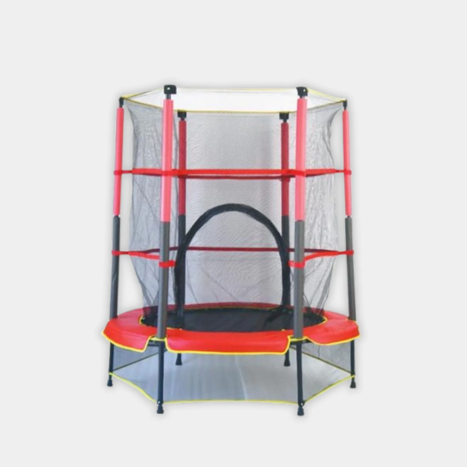 55-inch Indoor Outdoor Kids Trampoline with Safety Enclosure Net Exercise Bouncer