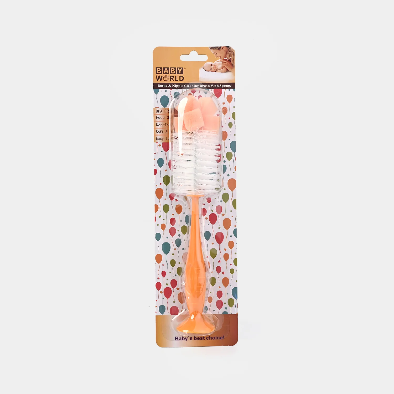 2 in 1 Universal Feeding Bottle Brush | 7376 Orange - Image 2