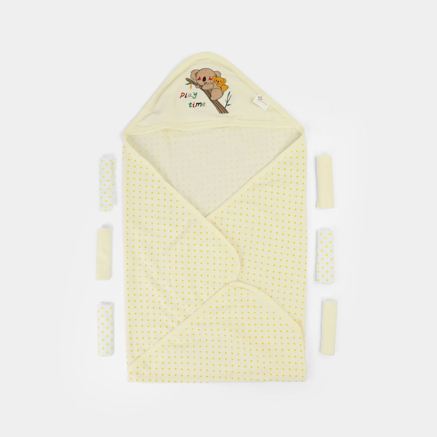 Baby Hooded Wrapping Sheet + 6Pcs Washcloths