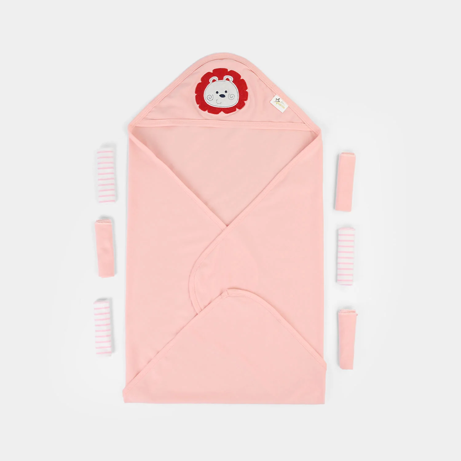Baby Hooded Wrapping Sheet + 6Pcs Washcloths
