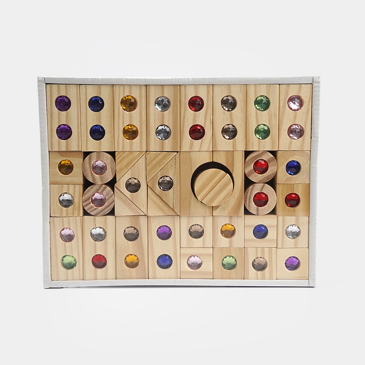 Wooden Stacking Blocks Gem Building - 50 PCs - Image 2