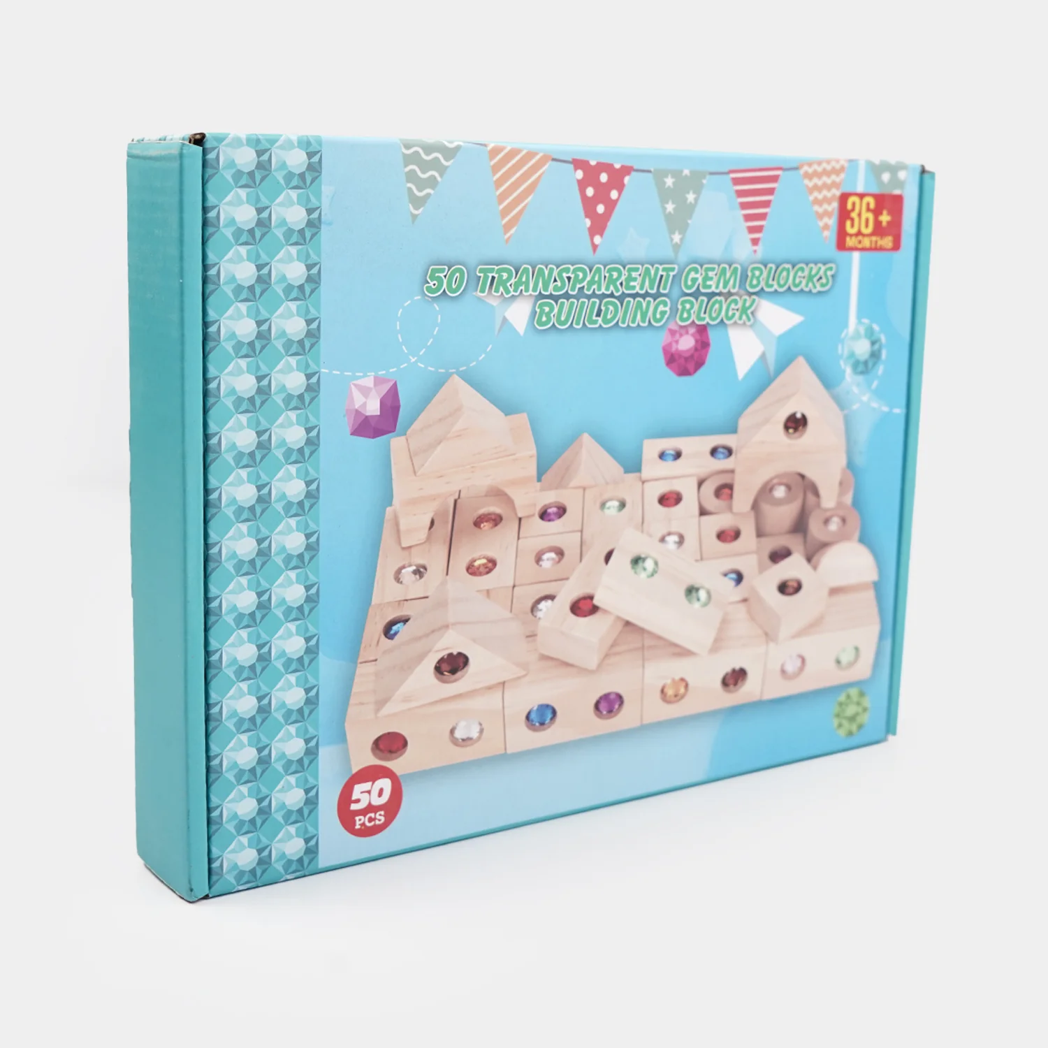 Wooden Stacking Blocks Gem Building - 50 PCs - Image 3