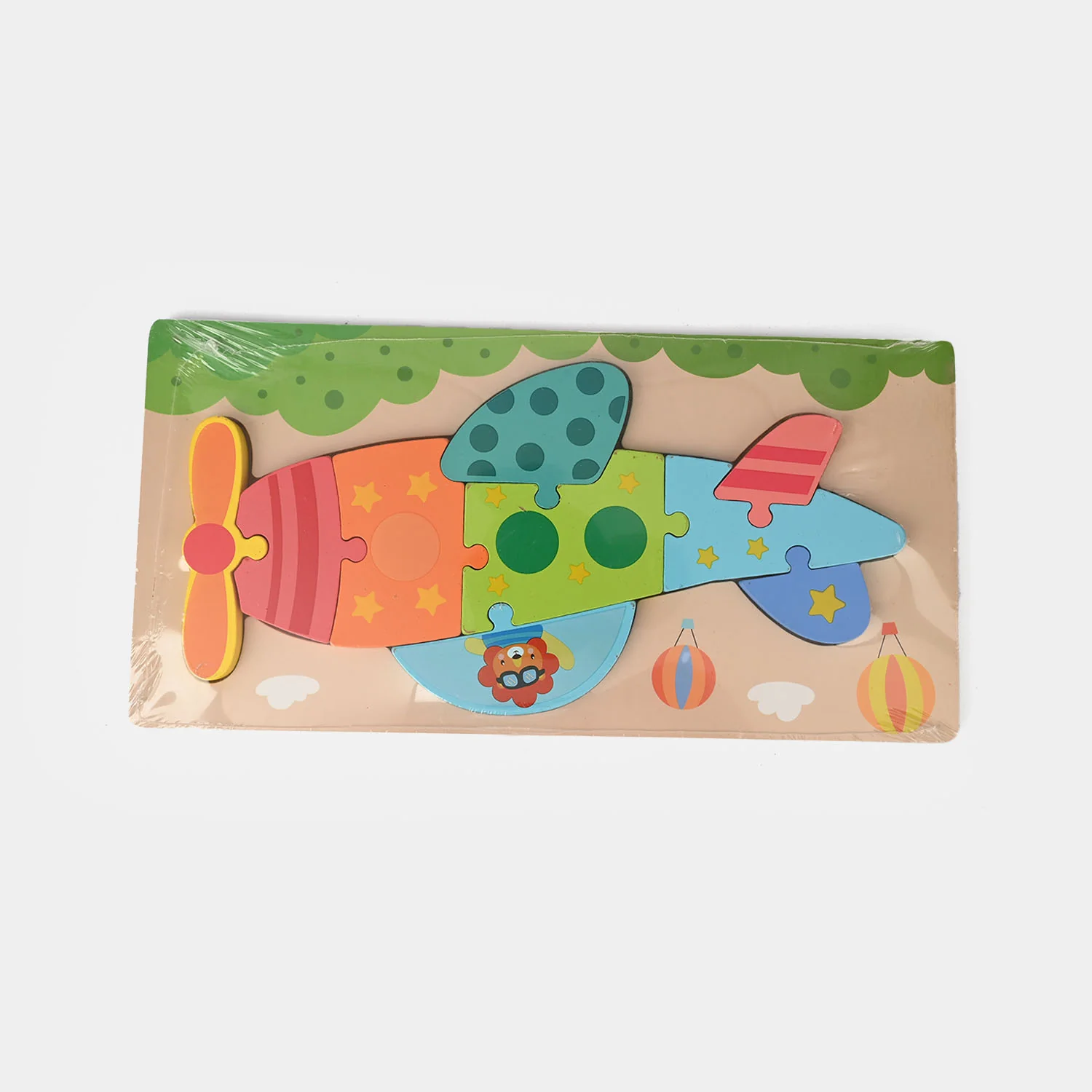 Colorful Wooden Airplane Puzzle – Educational Toy for Toddlers