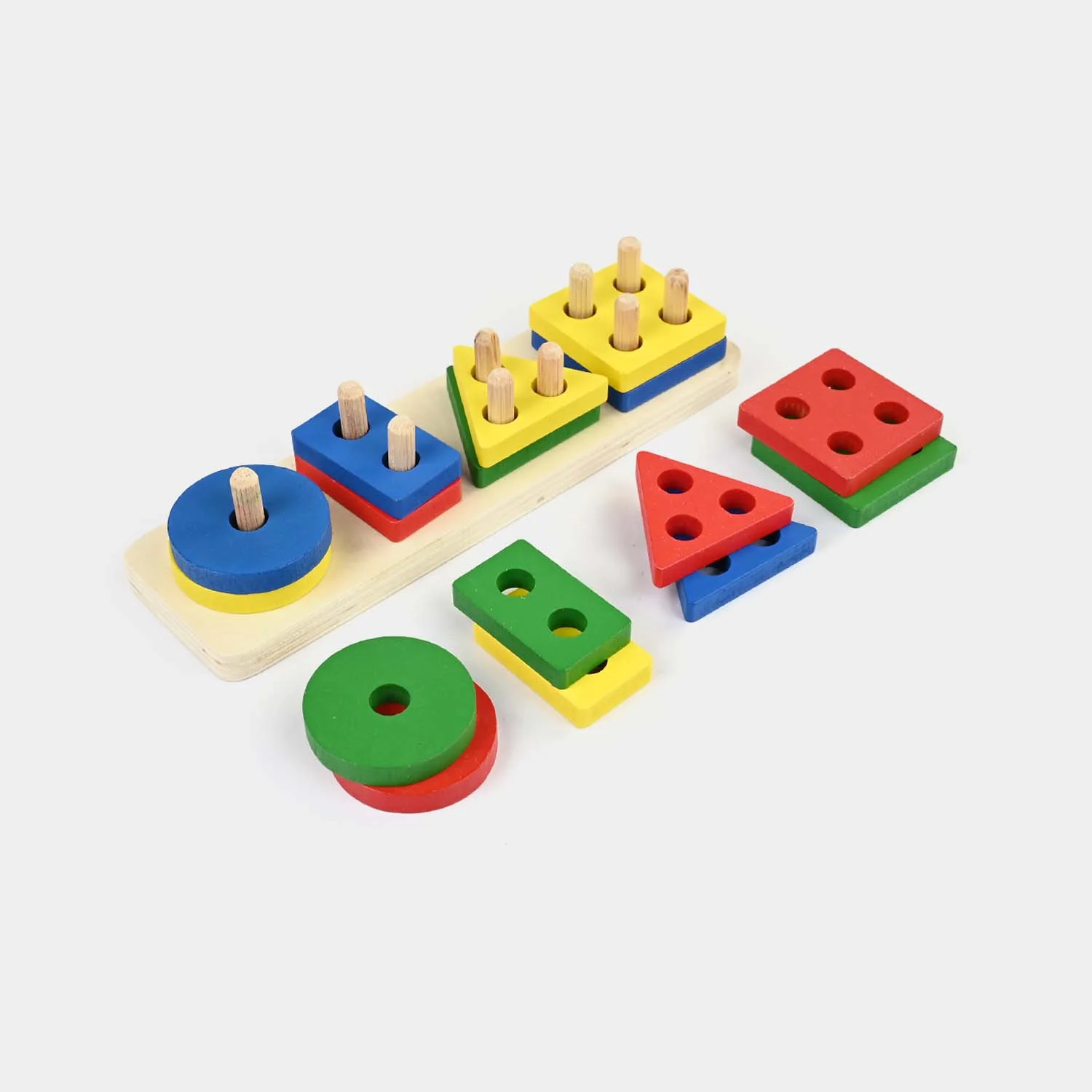 Geometric Shape Sorter & Stacker Wooden Toy - Image 2