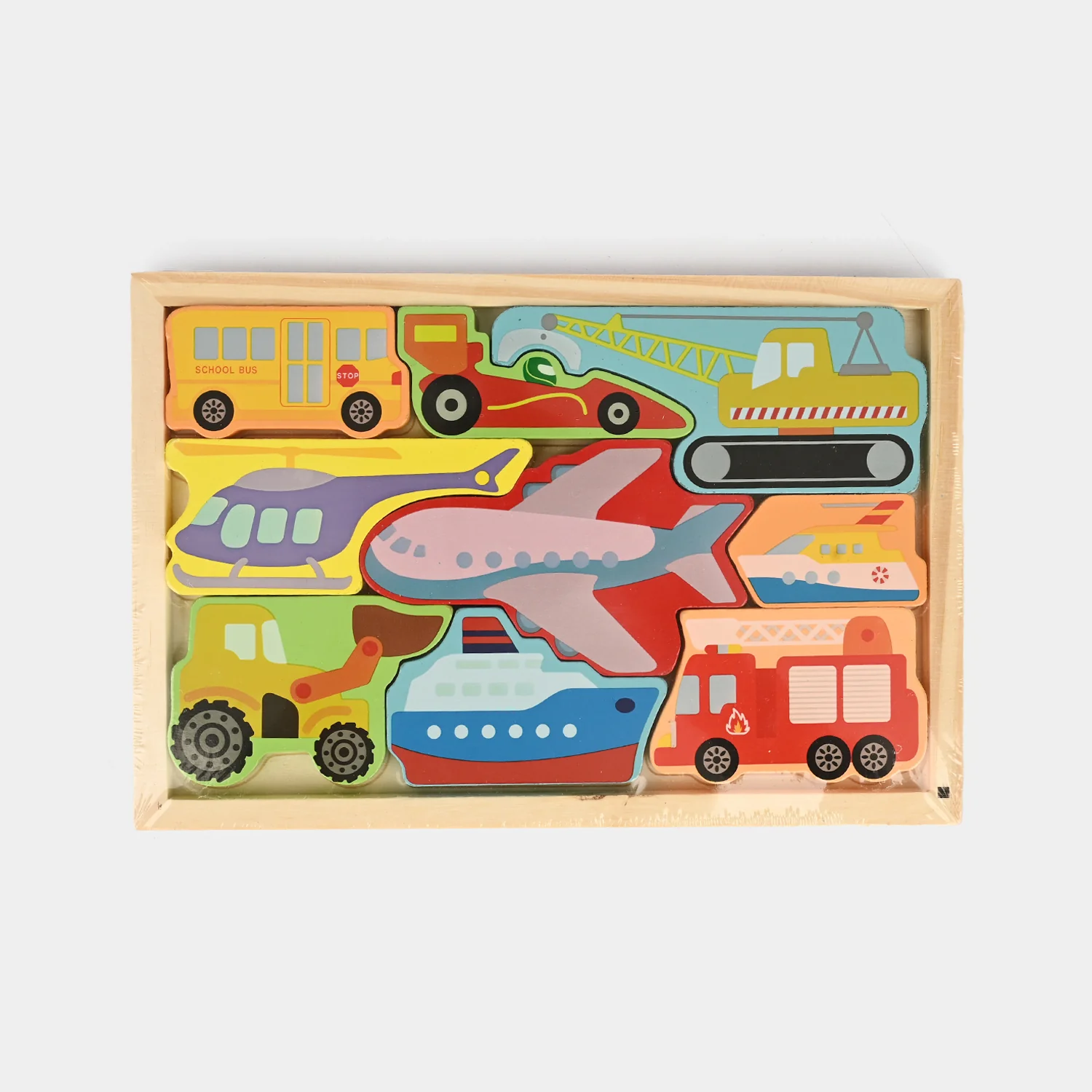 Kids Wooden Vehicles Puzzle Board